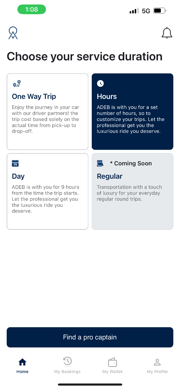 Choose your service duration